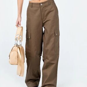 Princess Polly - FALLOUT MID RISE CARGO PANTS BROWN